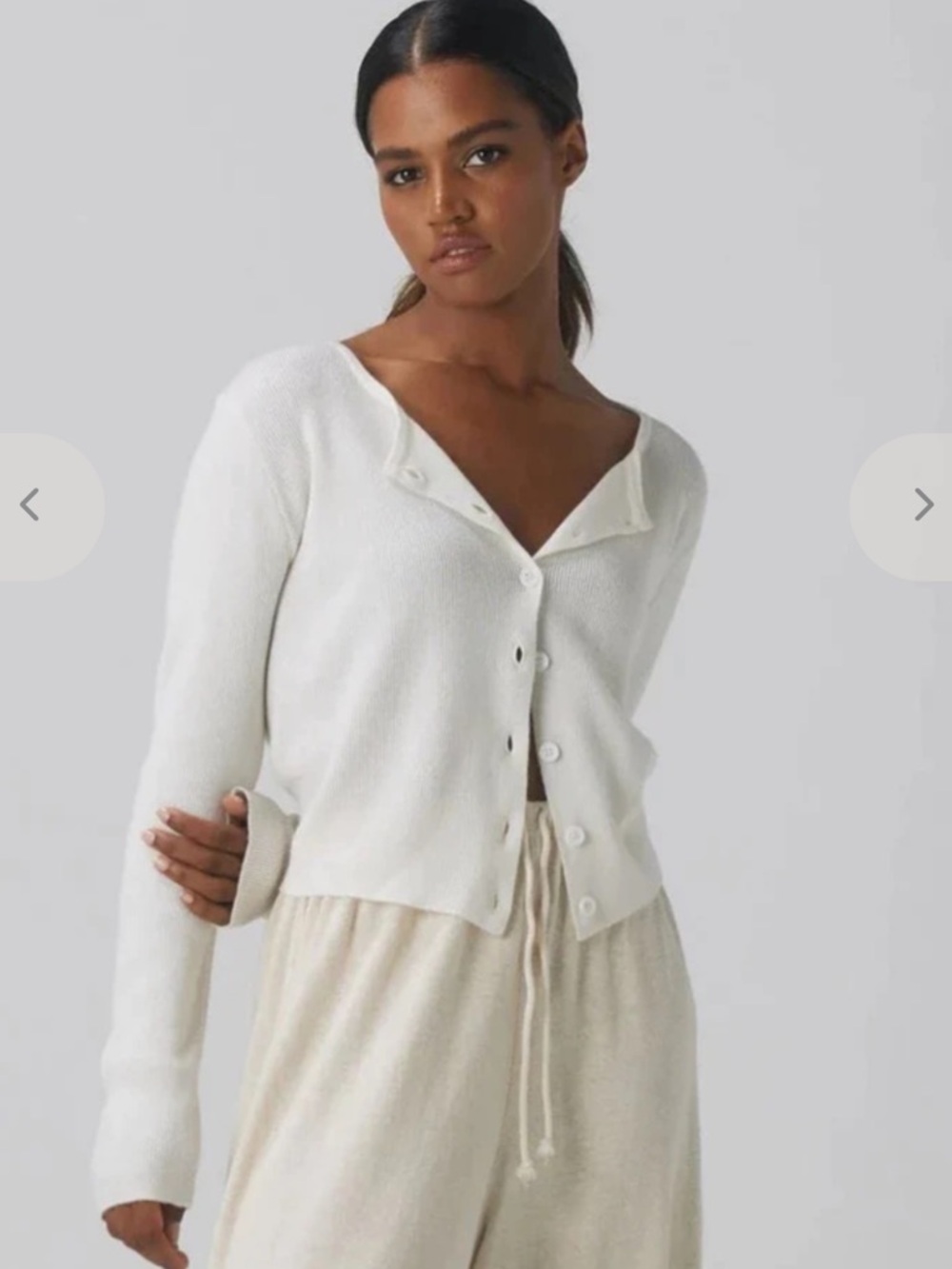 Boheme Goods White Button-Front Cashmere Cardigan XS